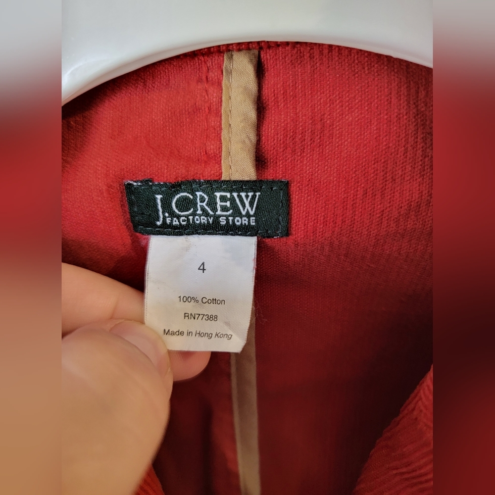 J. Crew Blazer Ladies Sz 4 Rust Red Long Sleeve Vintage Corduroy Jacket - Picture 3 of 6